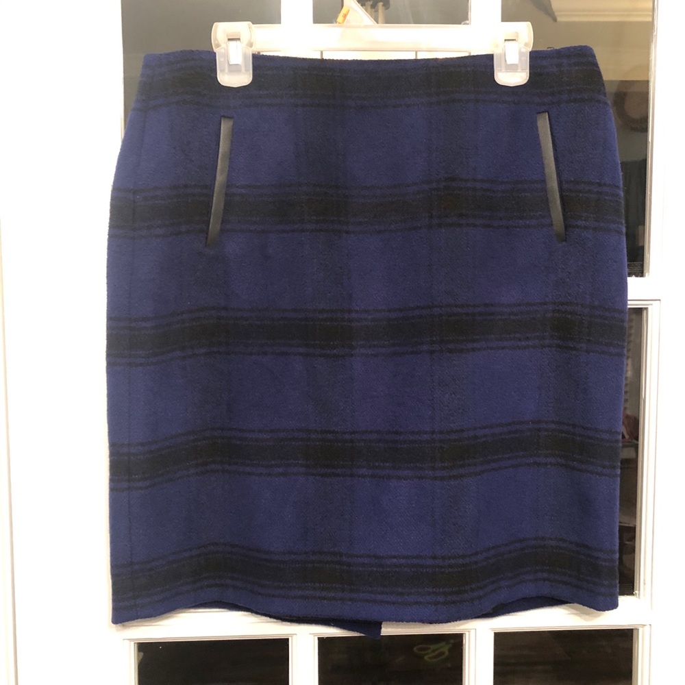 Talbots royal blue and black plaid skirt, 12